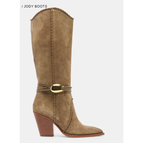 Dolce Vita Shoes - Dolce Vita Jody Boots Womens Size 5.5 Olive Suede Western Mid Calf Block Heel